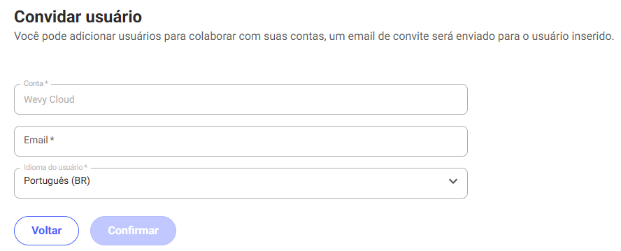 Formulário de Convite