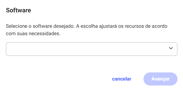 Selecione o Software