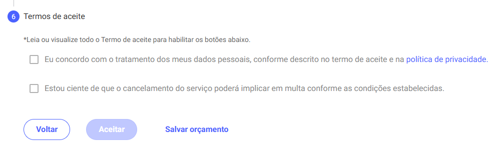 Termos de Aceite