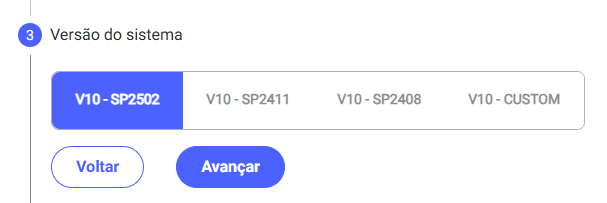 Versão do Sistema