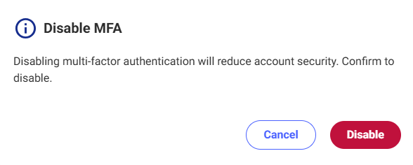 Disable MFA Confirm