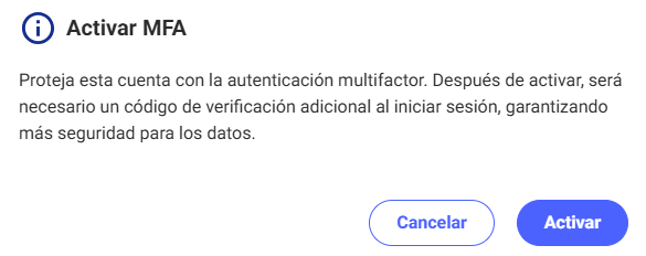 Confirmación activar MFA