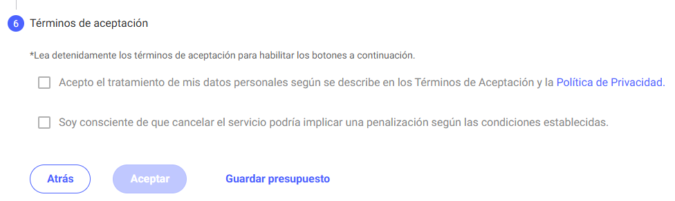 Términos de Aceptación